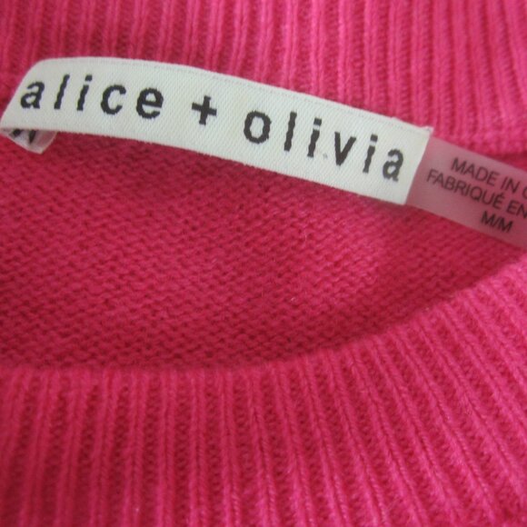 Alice & Olivia Womens Medium Pink Gleeson Ombré Cashmere Sweater LS Pullover - Picture 3 of 8